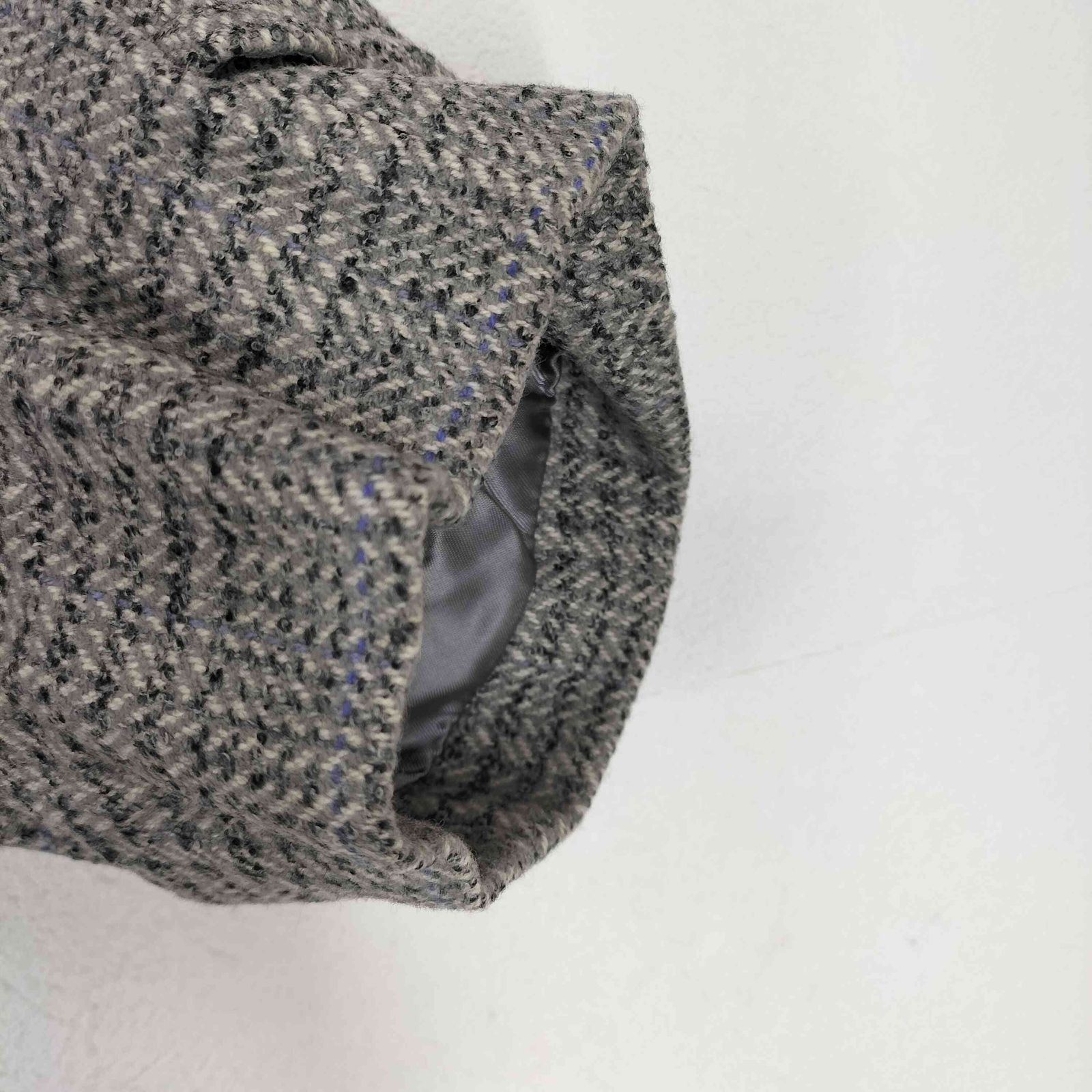 ユーズドフルギ USED古着 カシミヤ混チェック柄比翼ステンカラーコート