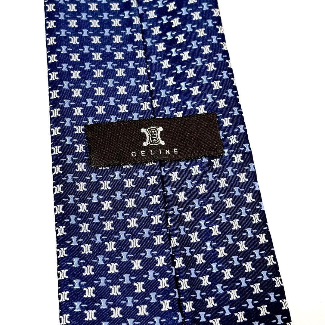 未使用級✨ セリーヌ ネクタイ 光沢 ロゴグラム ネイビー 紺 - メルカリ