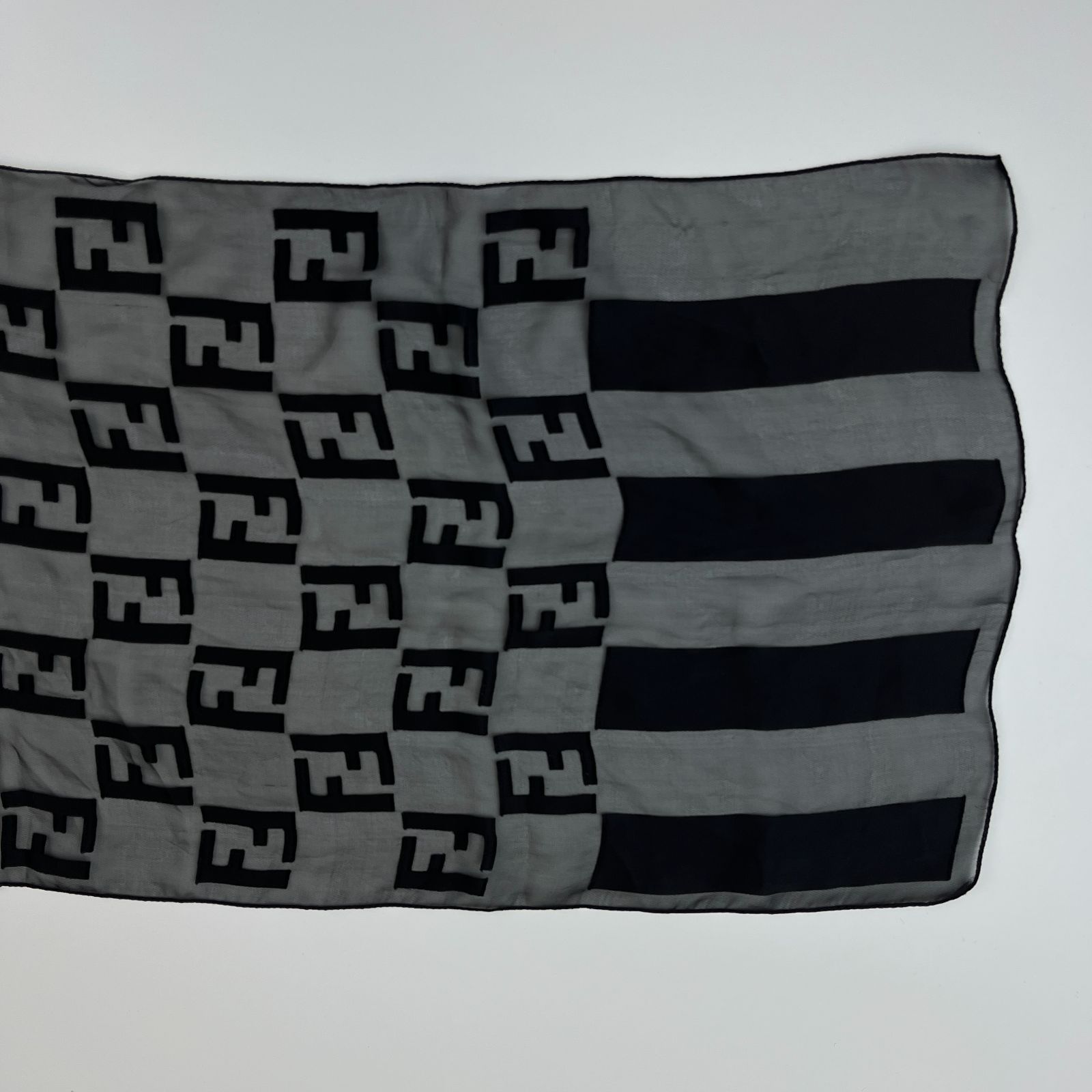 中古】FENDI フェンディ スカーフ シルク レーヨン ブラック