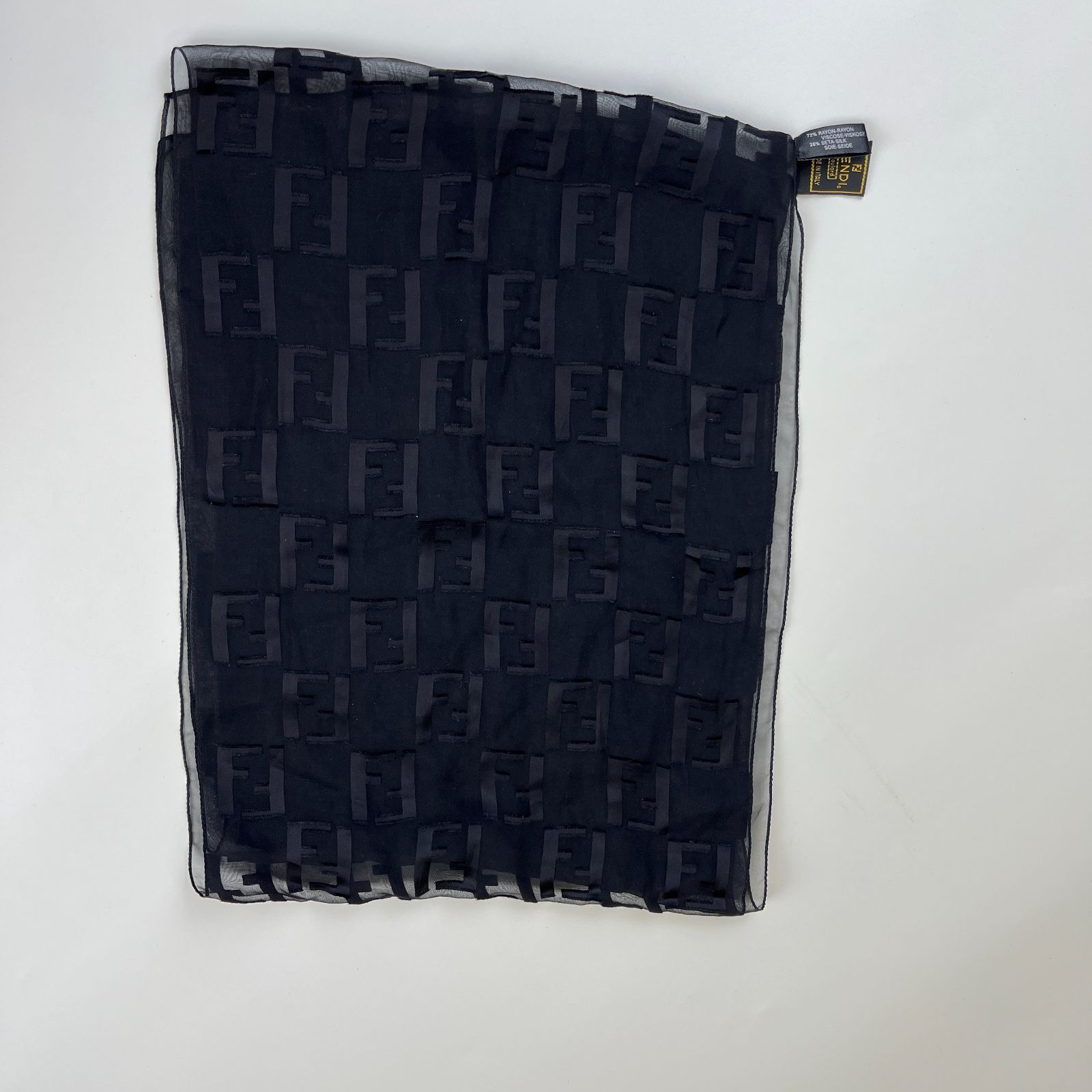 美品 FENDI ヴィンテージ スカーフ 中古】FENDI フェンディ スカーフ シルク レーヨン ブラック