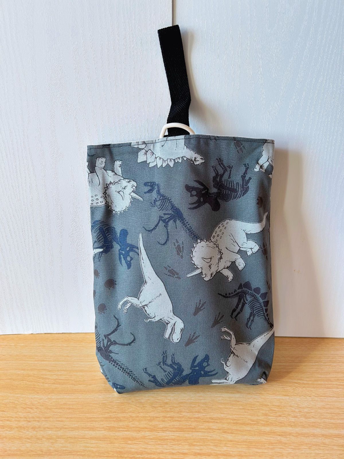 【匿名配送】ハンドメイド　入園入学5点セットNO.268 恐竜柄 ダークグレー