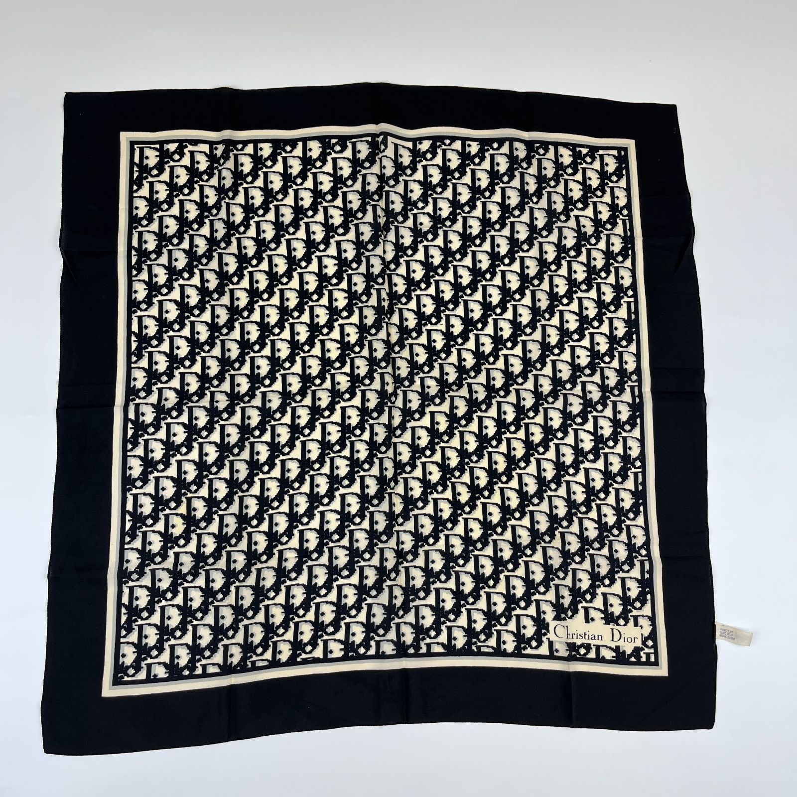 Christian Dior クリスチャンディオール シルク スカーフ ネイビー ヴィンテージ レディース HIBUOCHI VINTAGE