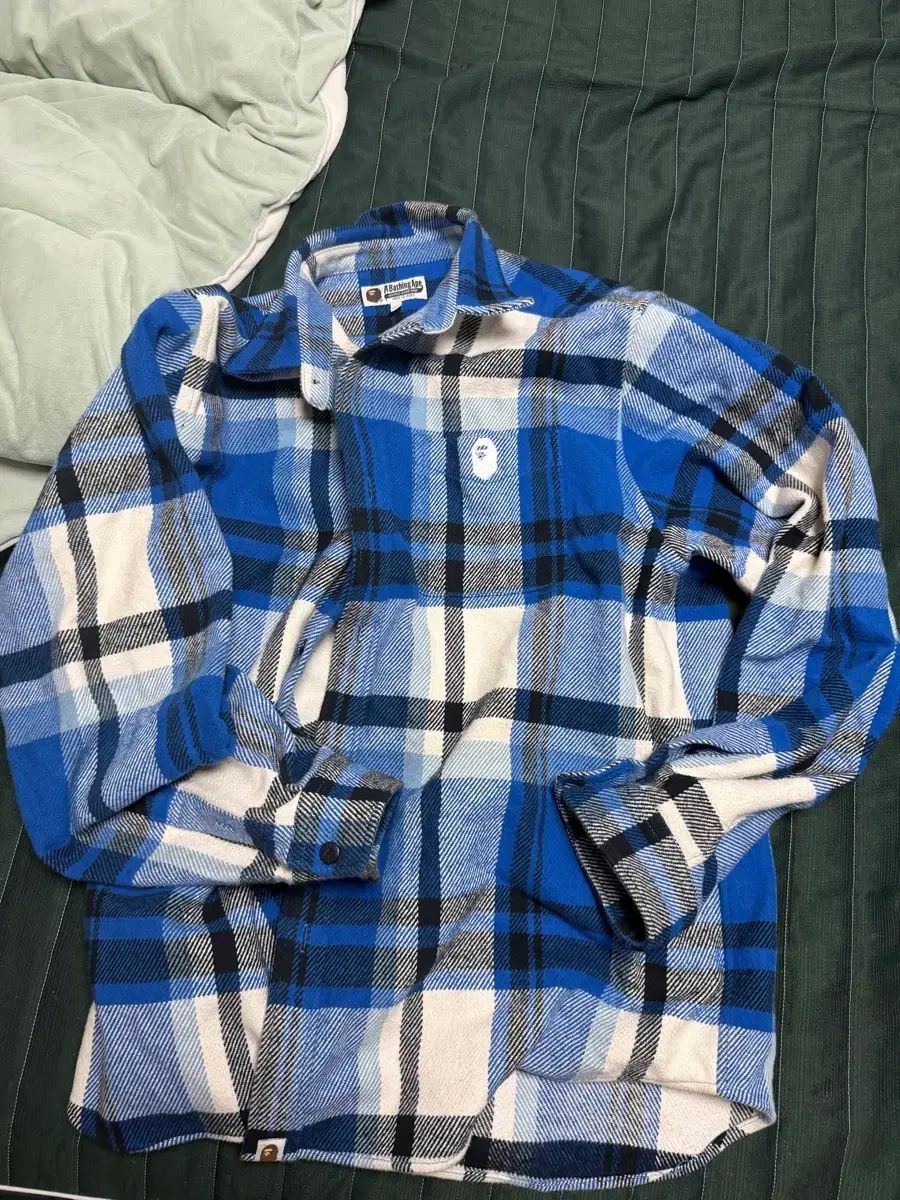 A BATHING APE アベイシングエイプ チェックシャツ チェック柄 ブルー 2 XL