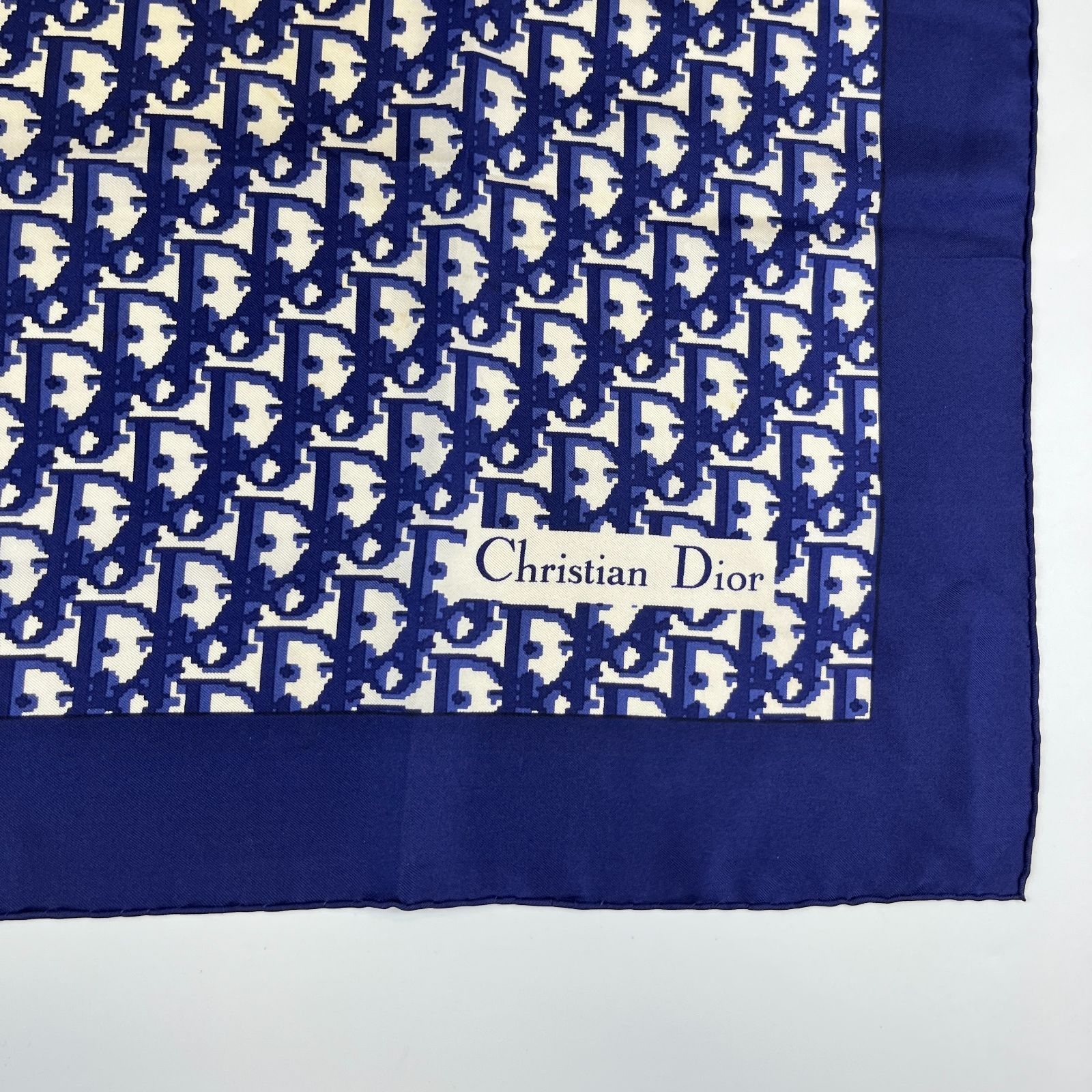 中古】Christian Dior クリスチャンディオール シルク スカーフ ブルー