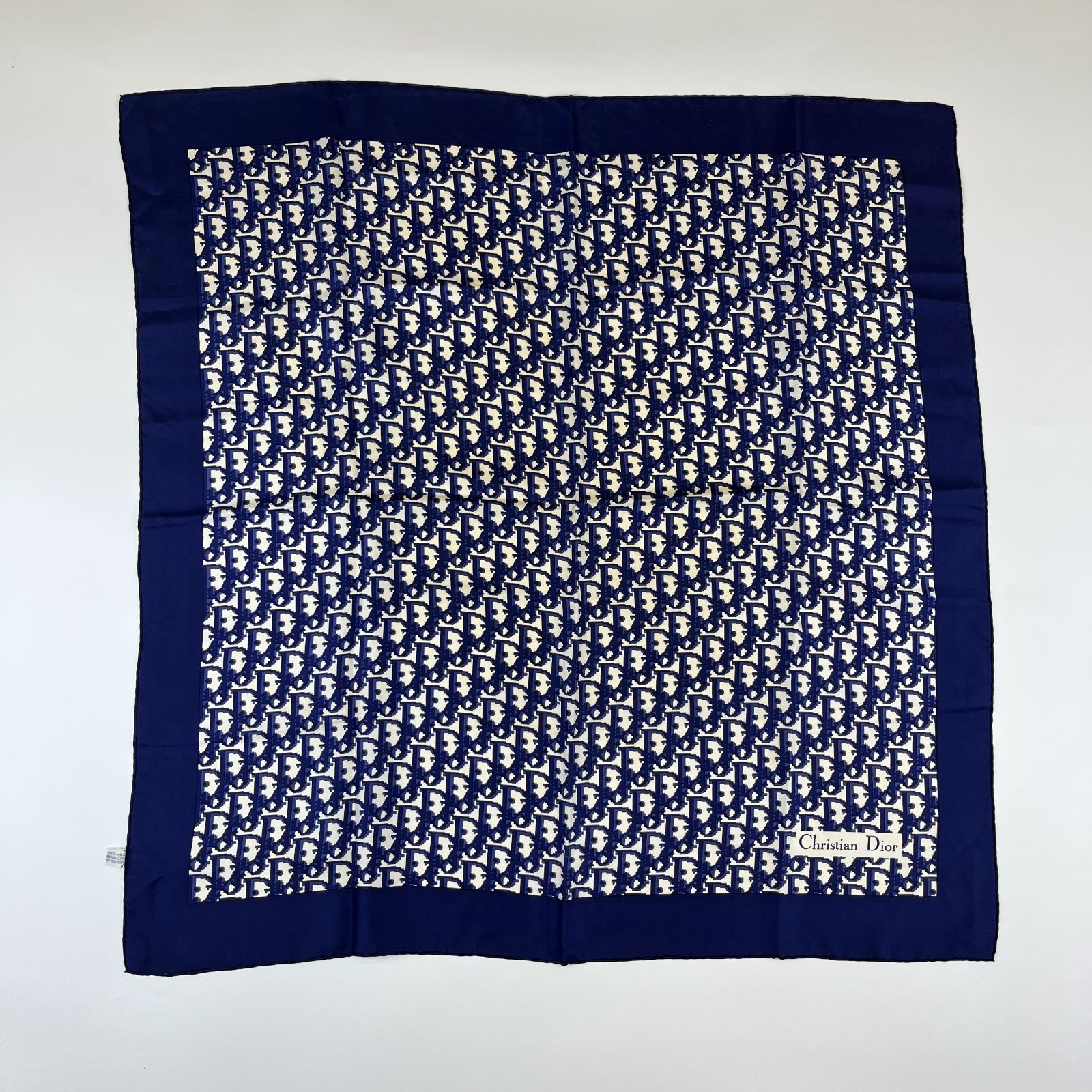 中古】Christian Dior クリスチャンディオール シルク スカーフ ブルー