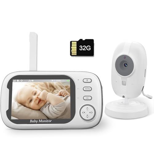 ZAIDER ベビーモニター モニター付き 見守りカメラ ペットカメラ SDカード録画＆VOX省エネ ベビーセンサー 温度アラーム 720 P 暗視 360°回転 双方向通話 子守唄 2倍 4倍ズーム wi fi不要 充電式 ベビー 7028 ed 13