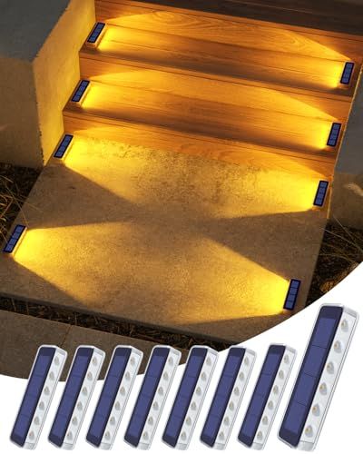 IP 68防水 1000 mAh大容量電池 ソーラーライト 屋外 太陽光充電 自動点灯 消灯 ガーデンライト 暖色 LED 階段ライト 庭 玄関 歩道 通路 駐車場 用 セット 81961 dbe