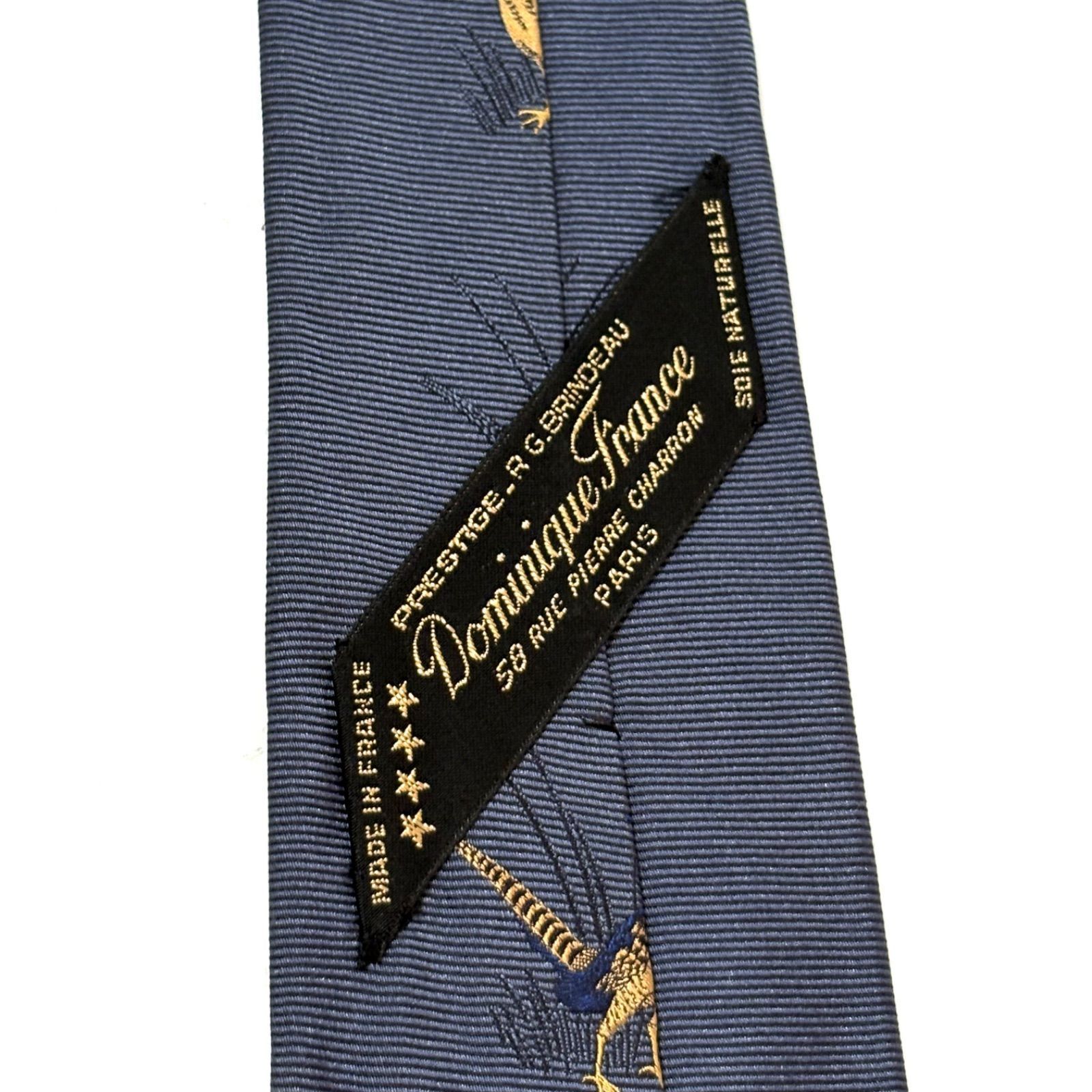 美品✨ ドミニクフランス ネクタイ ネイビー 紺 鳥刺繍 - メルカリ