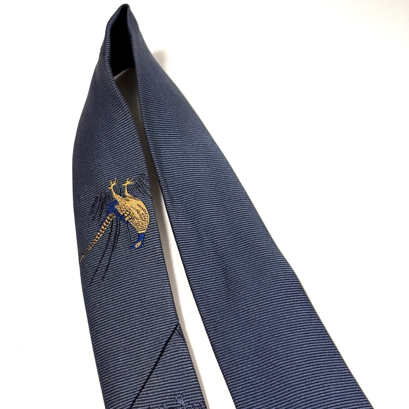 美品✨ ドミニクフランス ネクタイ ネイビー 紺 鳥刺繍 - メルカリ