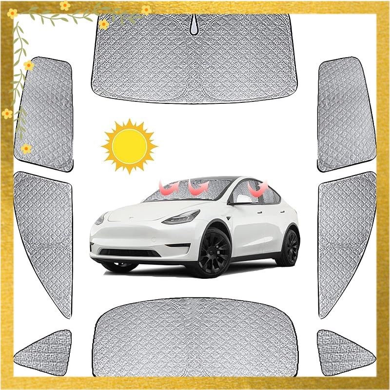 車用 サンシェード テスラモデルy リア用 車中泊 仮眠 マルチサンシェード 断熱 遮光シェード 車窓日よけ 車中泊グッズ アウトドア マルチ 露天駐車 冬 保温 盗難防止 UVカット TESLA MODEL Y日除け 取付簡単 6層構造 8 P 0