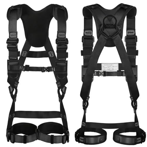 Baldr Hoder フルハーネス 安全帯 新規格 軽量化 肩パッド付き ワンタッチ式バックル カンタンに着脱 腰道具を付けたまま脱ぎ着しやすい 水平型腿ベルト 100 kg 太もも紐の最大長84 cm落下防止 電気工事 高所での安 61269 a 0 f