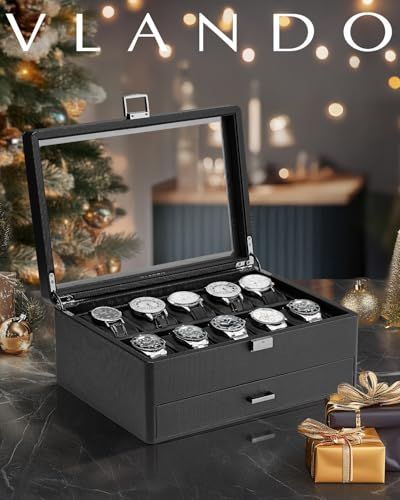 Vlando 腕時計ケース PU製 10本用 2段式 ウオッチボックス 男性 収納ボックス ケース 収納 ディスプレイ 小物整理 プレゼント eed 5 f 587
