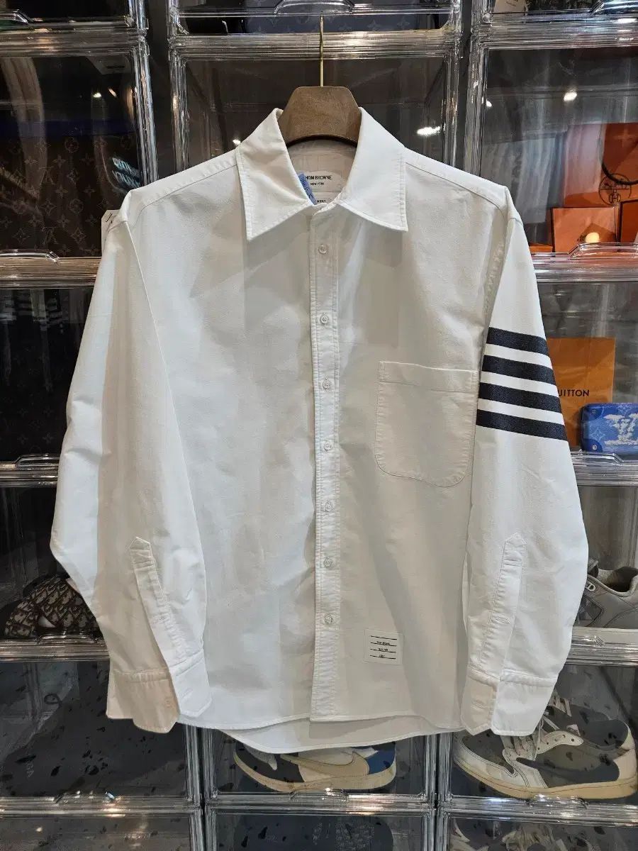 新モデル トム ブラウン 斜めボーダー 袖ストライプ オーバーサイズ シャツ 白 1級