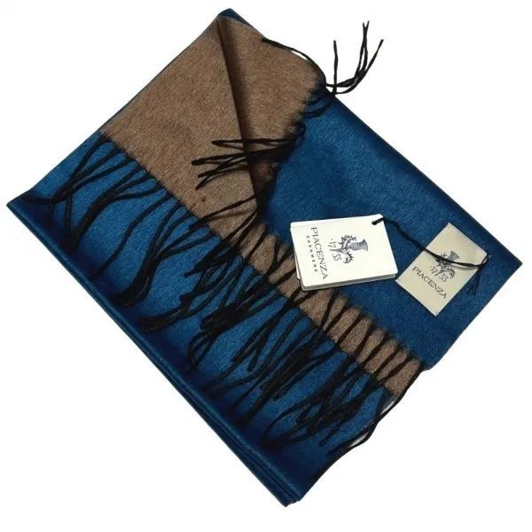 PIACENZA ピアチェンツァ マフラー ビビット ブルー ブラウン ダブルフェイス シルクカシミヤ プレゼント ギフト バレンタイン