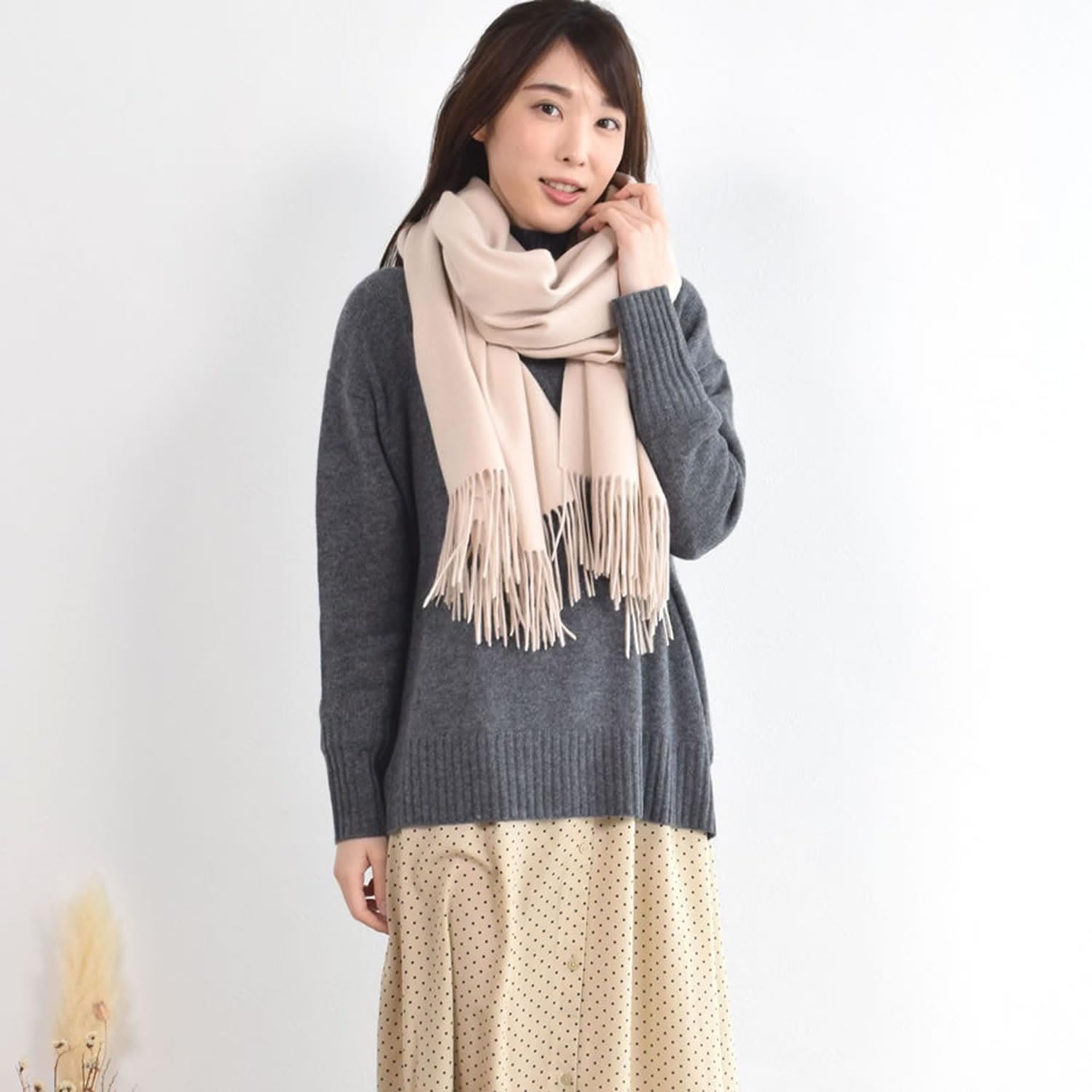 §Ｈ∞Ｈａｙａｓｈｉｇｕｃｈｉ ハヤシグチ 厚手カシミヤ ストール 大判タイプ ラッピング済 オリジナル CS 0055 ベージュ