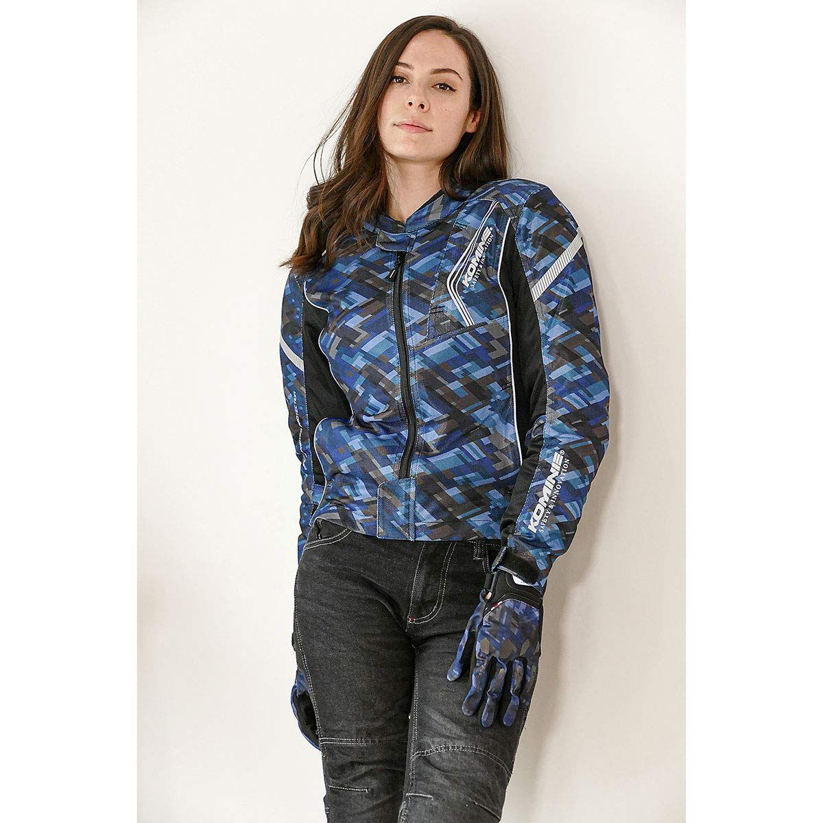  KOMINE バイク用 ジャケット プロテクトフルメッシュジャケット JK 128 春夏向け CE規格 メッシュ素材 プロテクター 07 メンズ Plaid Navy L その他 文房具 事務用品