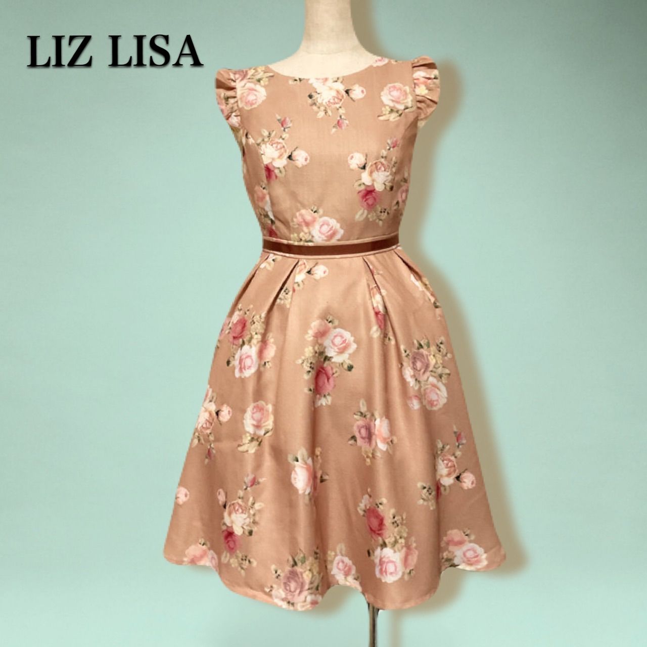 現品限り LIZ LISA リズリサ アンティーク風 薔薇柄ワンピース S〜Mサイズ 茶色 ガーリー ゆめかわ クラシカル お出かけ デート