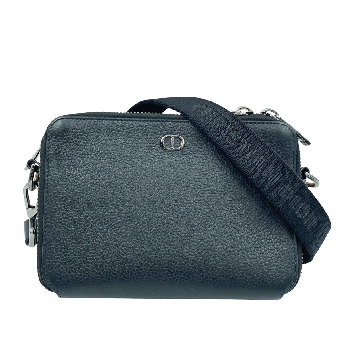 Dior ディオール CDアイコン ショルダーバッグ 黒 ウォレットオンストラップ ポーチ レザー ロゴ メンズ MK