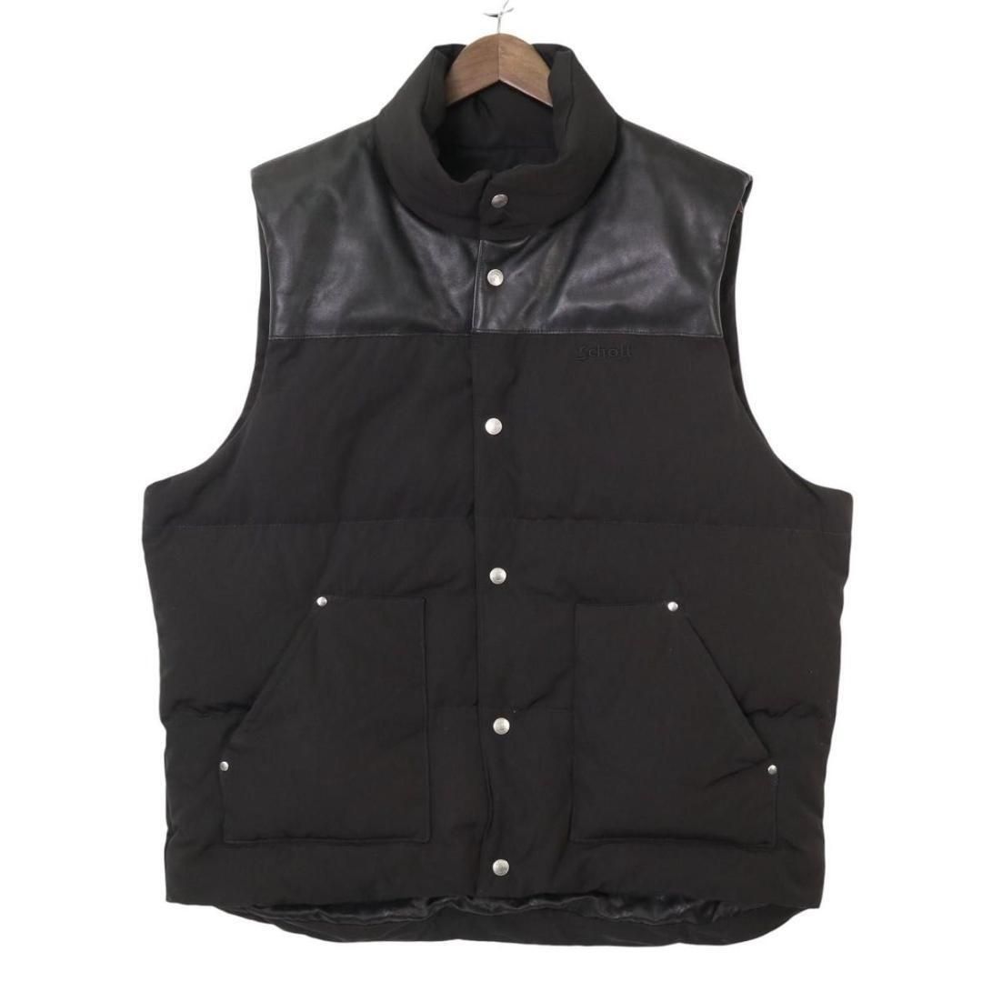 人気】Schott ショット レザー切り替え ダウンベスト XL メンズ 黒