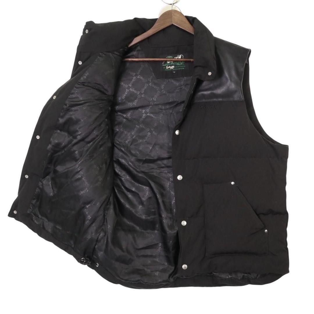 人気】Schott ショット レザー切り替え ダウンベスト XL メンズ 黒