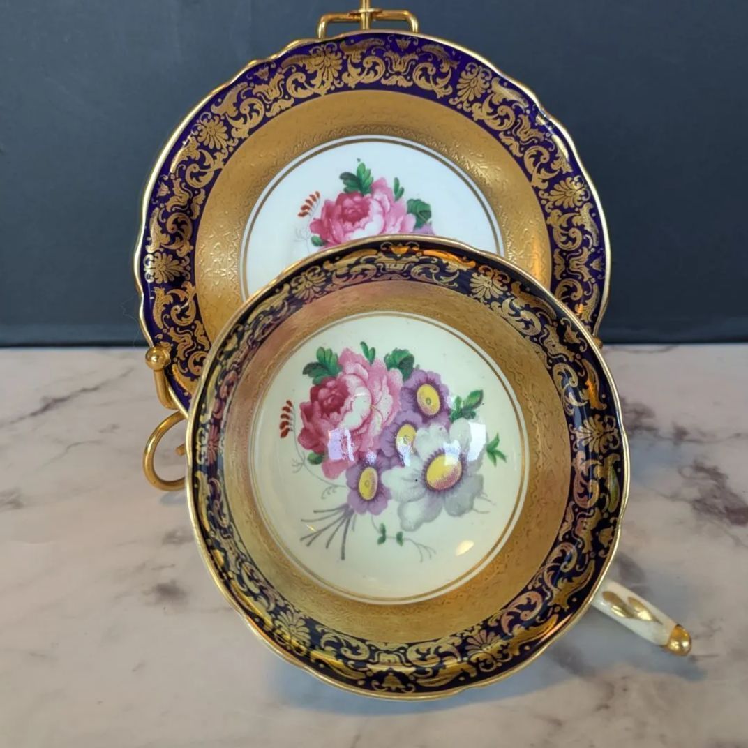 パラゴン ピンクローズ ピオニ ーカップ＆ソーサー コバルト フラワー