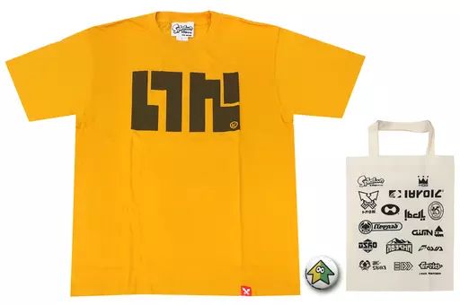  【中古】Tシャツ(キャラクター) イカロゴTシャツ(トートバッグ+缶バッジ付き) マスタード Lサイズ 「Splatoon(スプラトゥーン)」 Tシャツ・アパレル