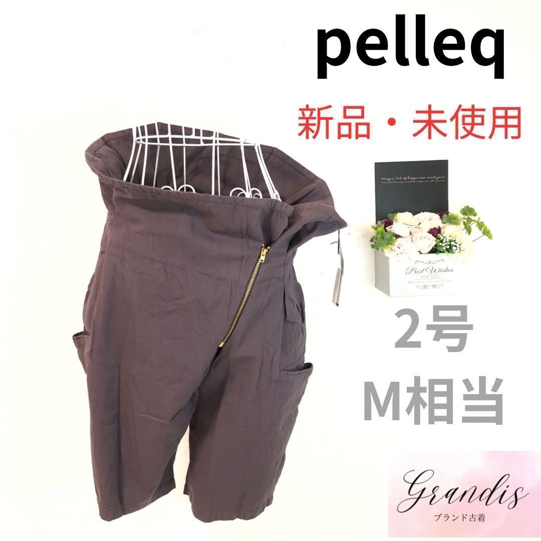 pelleq ペレック ハーフパンツ ポケット アンシンメトリ お洒落 M 紫系 レディース ゆるだぼ ユニセックス ビッグシルエット オーバーサイズ な 激 ストリートファッション