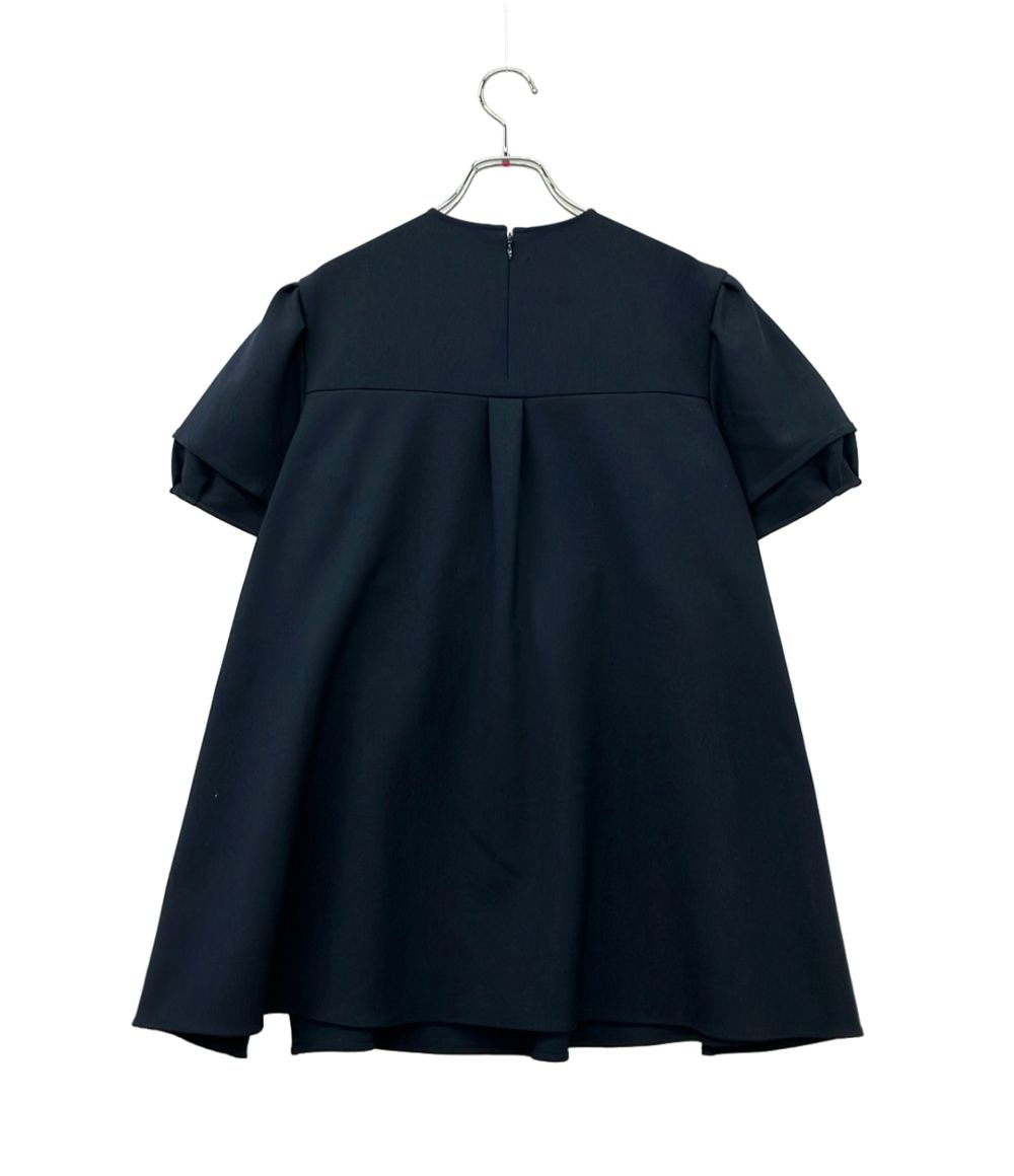 p*u様 puu　ヨーコチャン 半袖 フリルブラウス ブラック サイズ38 ヨーコチャン 半袖シャツ パフスリーブ フリルトリムブラウス YCB-523