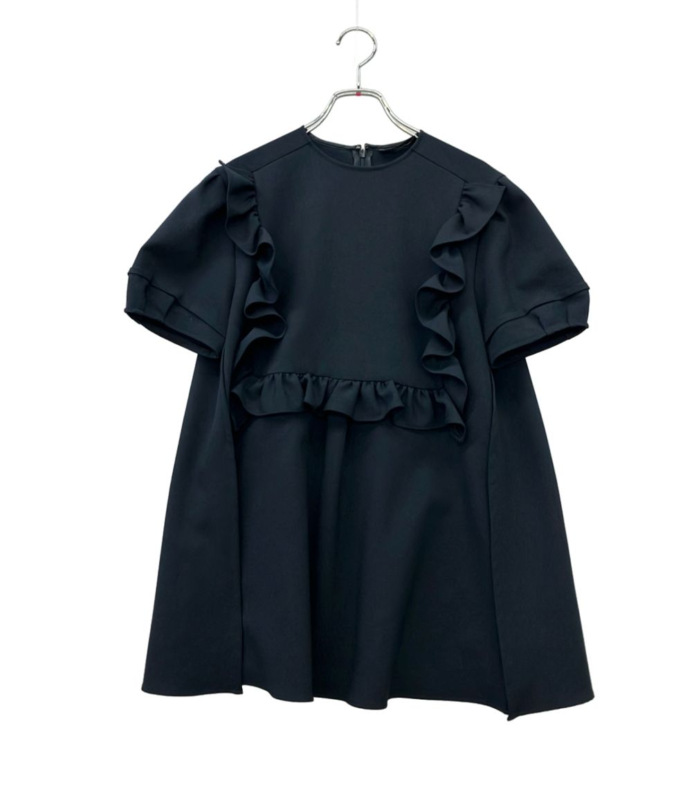 ヨーコチャン 半袖シャツ パフスリーブ フリルトリムブラウス YCB-523