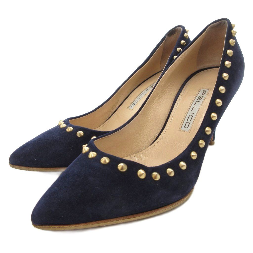 ペリーコ PELLICO パンプス スタッズ スエード ポインテッドトゥ 36.5