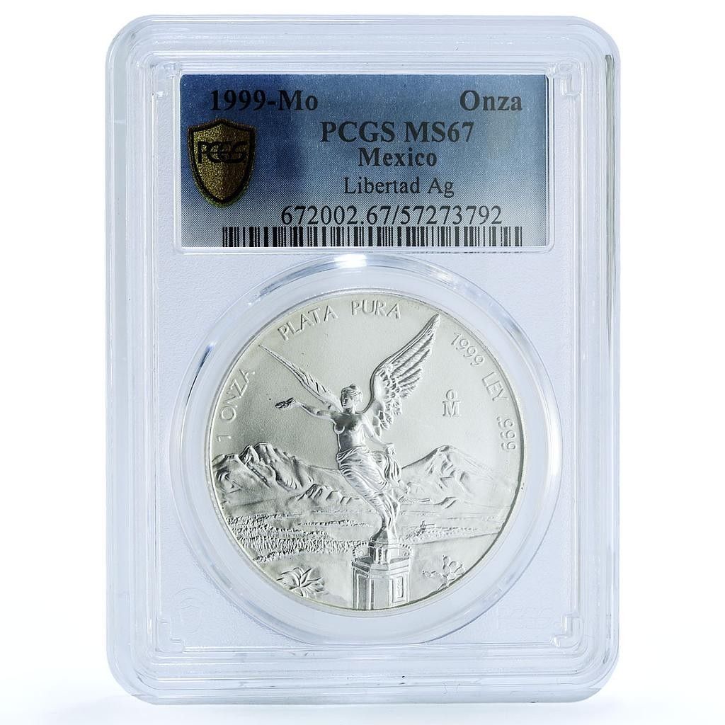 メキシコ硬貨 メキシコ 1オンザ・リベルタッド 独立の天使 KM-613 MS 67 PCGS 銀貨