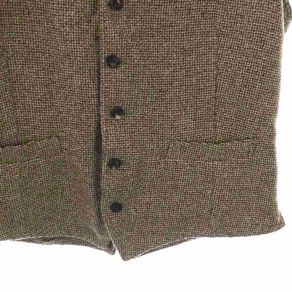 ラルディーニ LARDINI ウール混 ツイード ジレ ベスト Vネック 48 