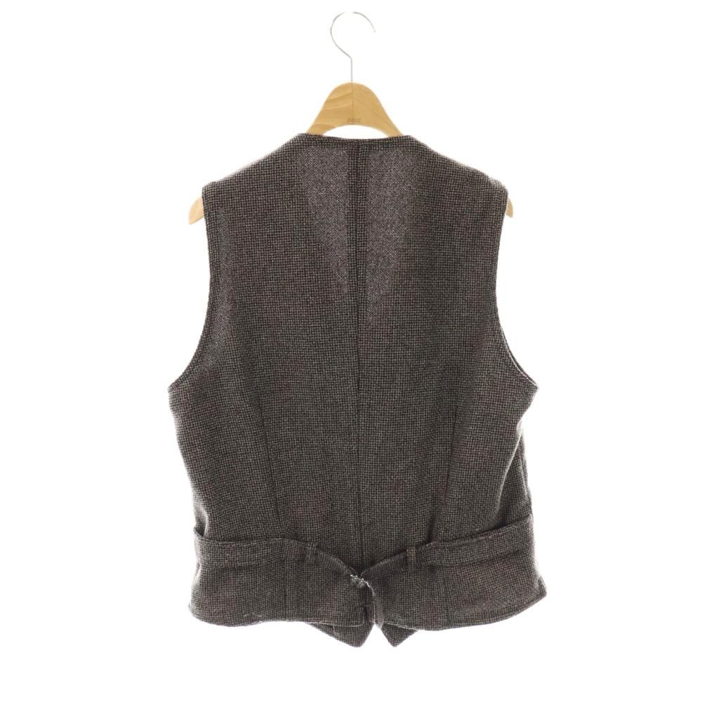 ラルディーニ LARDINI ウール混 ツイード ジレ ベスト Vネック 48