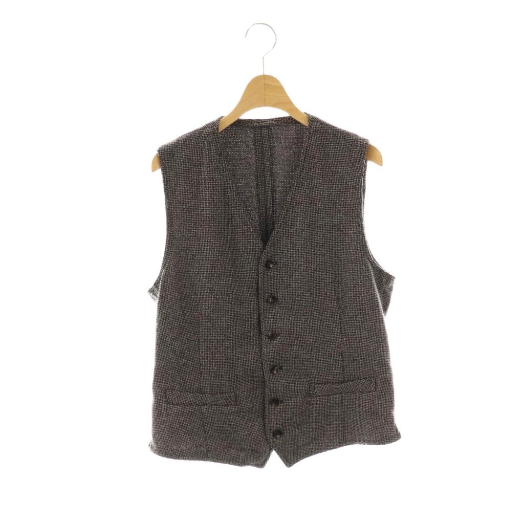ラルディーニ LARDINI ウール混 ツイード ジレ ベスト Vネック 48