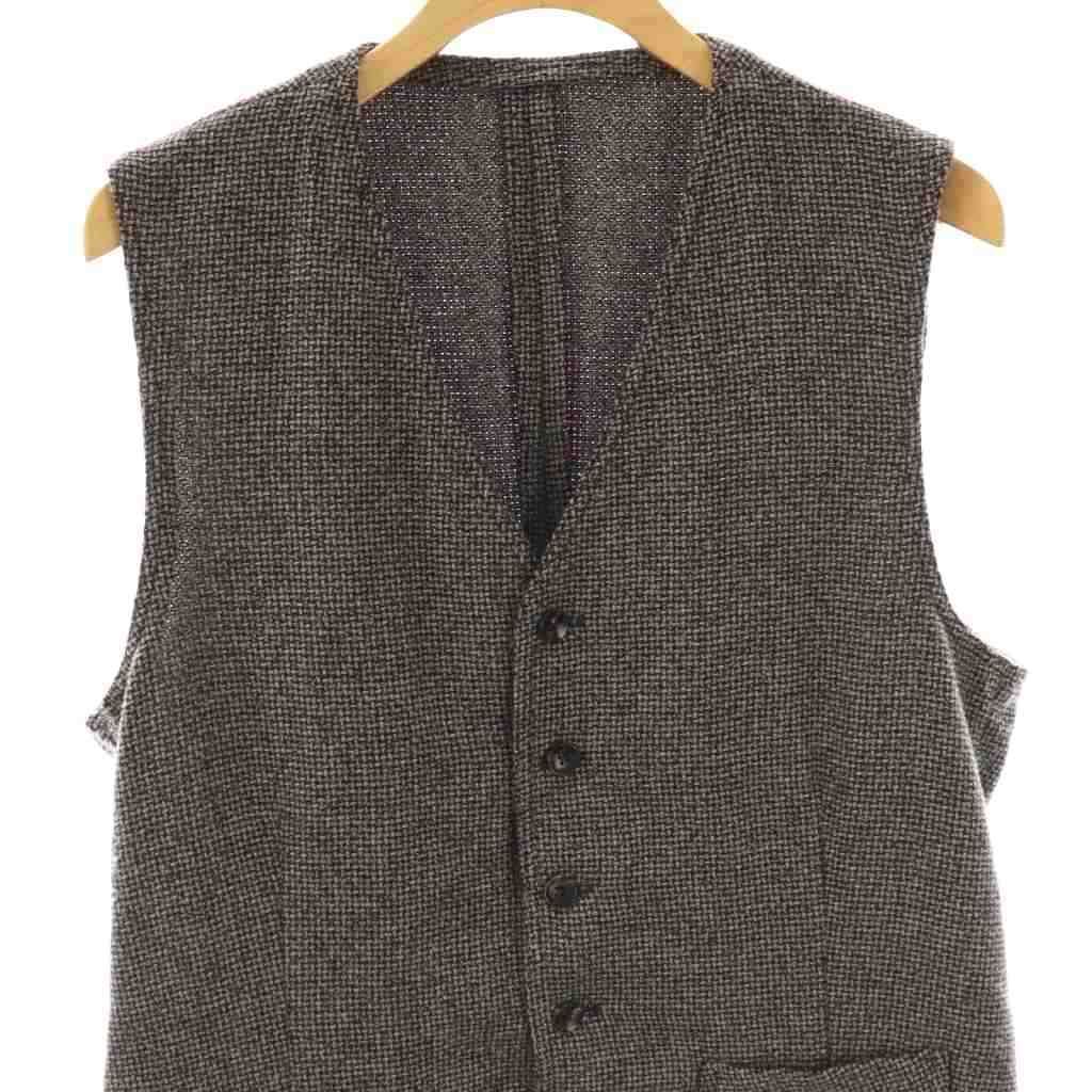 ラルディーニ LARDINI ウール混 ツイード ジレ ベスト Vネック 48