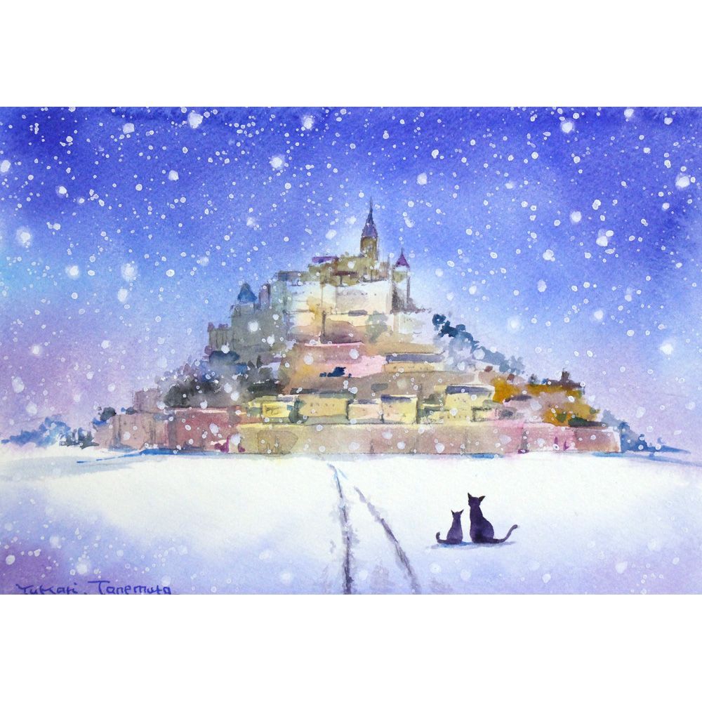 mitukiさま 原画 夜雪の幻 A 水彩画 2898