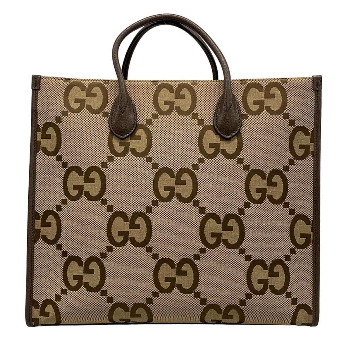 GUCCI グッチ トートバッグ ジャンボGG 678839 ベージュ ダークブラウン レザー