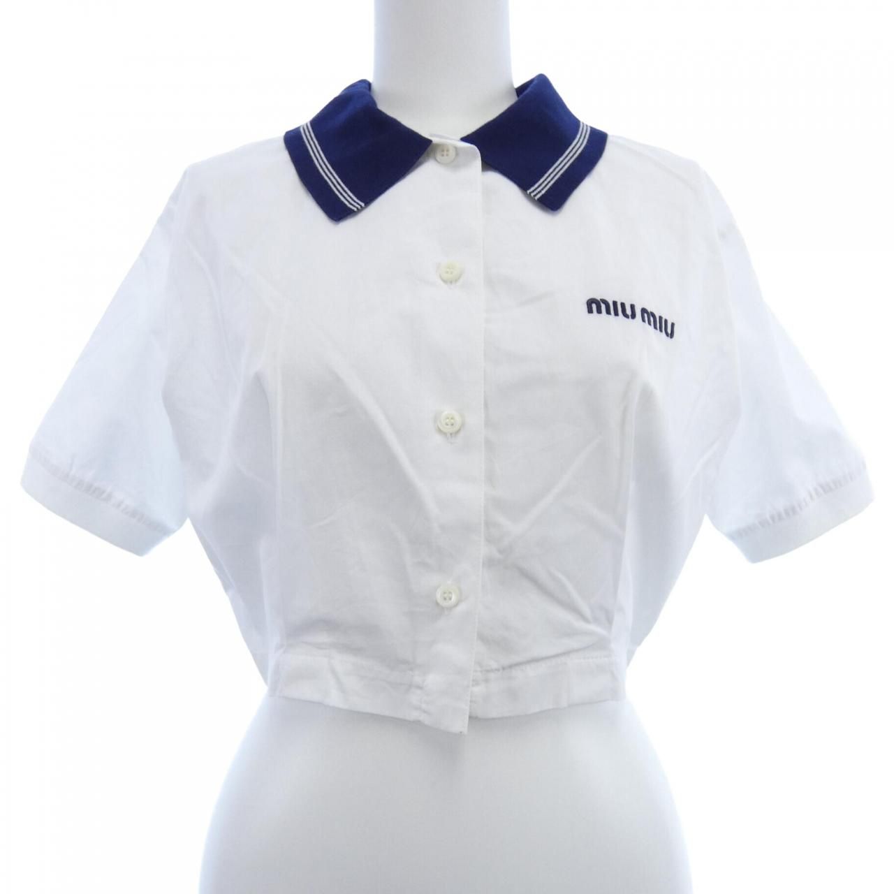 【美品ダク有り】 miumiu ミュウミュウ　ポプリンシャツ ミュウミュウ MIU MIU ポプリンシャツ MK1857 SOOO 10RG S／Sシャツ