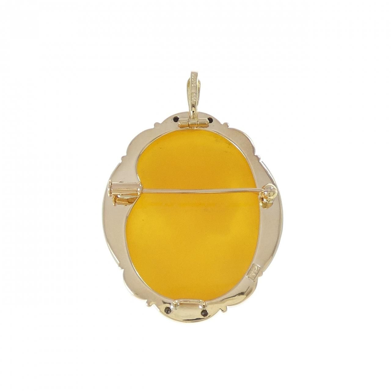 K18YG/PT900 メノウカメオ ブローチ - メルカリ