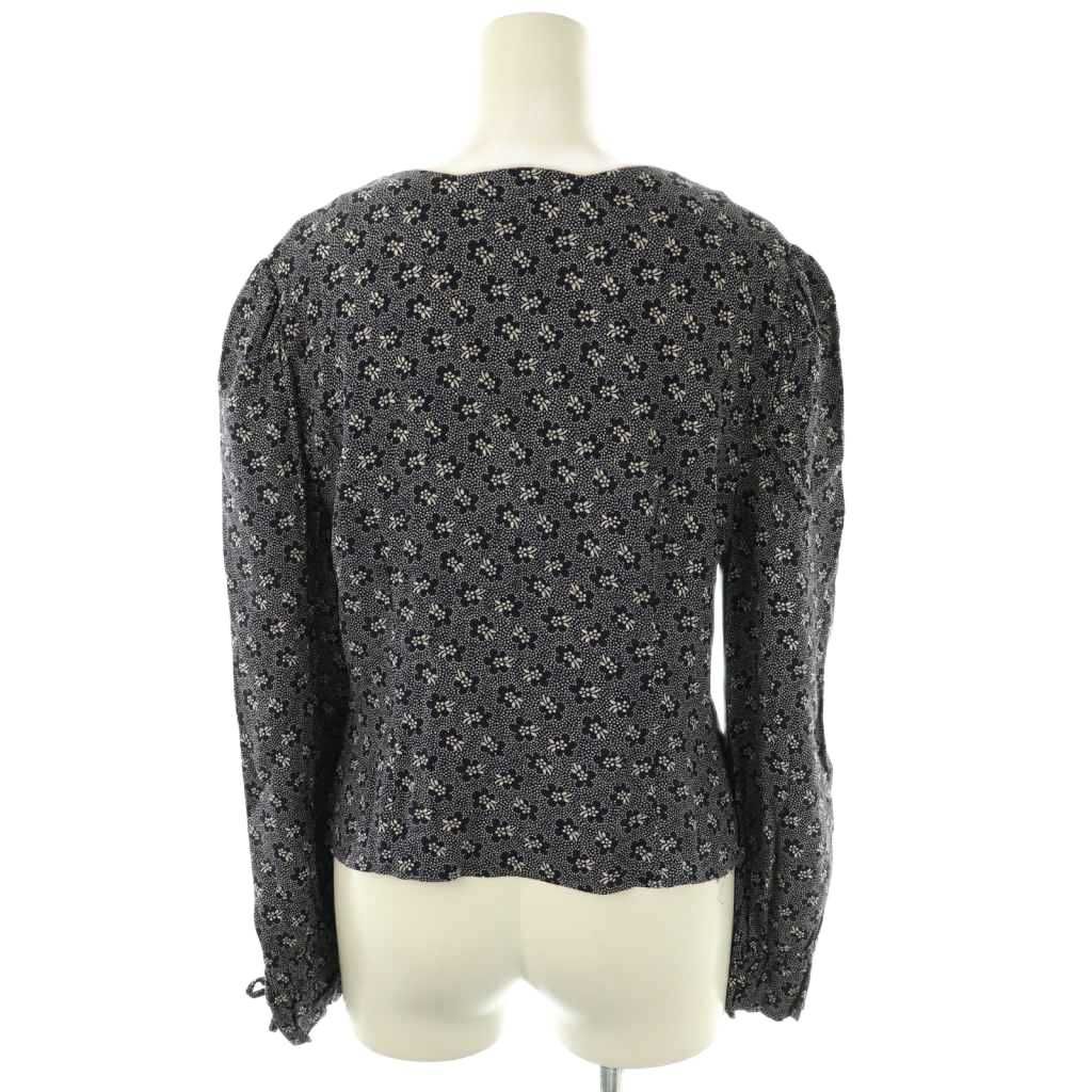 ルージュ Rouge セットアップ 小花柄 ブラウス スカート 38 ネイビー