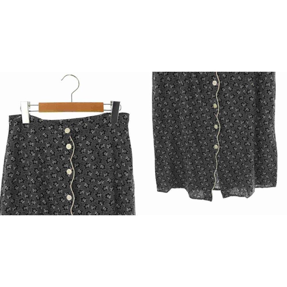 【中古】ルージュ Rouge セットアップ 小花柄 ブラウス スカート 38 ネイビー オフホワイト /DO ■OS レディース ルージュ Rouge セットアップ 小花柄 ブラウス スカート 38 ネイビー