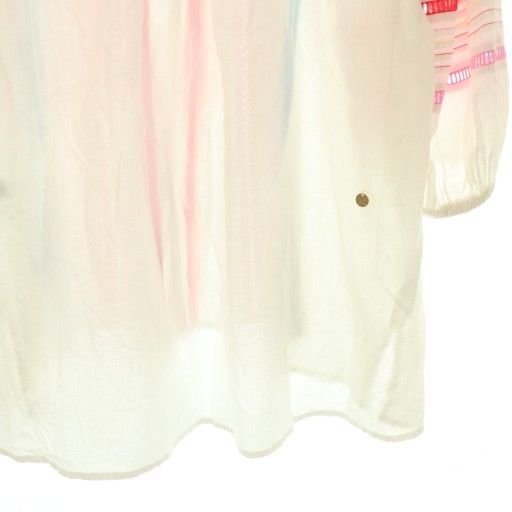 【中古】ミュベール muveil カラーステッチブラウス 40 ホワイト マルチカラー /DO ■OS レディース ミュベール muveil カラーステッチブラウス 40 ホワイト マルチカラー