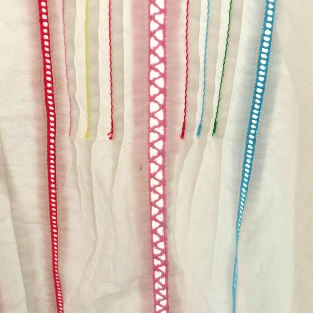 ミュベール muveil カラーステッチブラウス 40 ホワイト マルチカラー