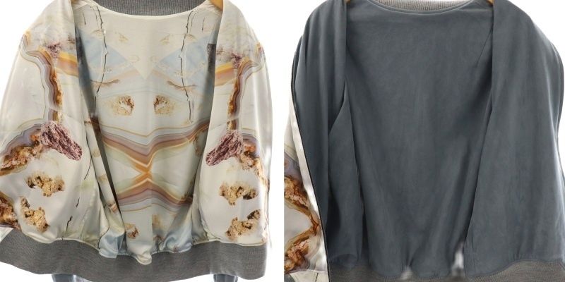 【中古】セモー リバーシブルジップアップブルゾン ジャケット 3 ブルーグレー オフホワイト マルチカラー /DO セモー semoh リバーシブルジップアップブルゾン ジャケット 3 ブルー