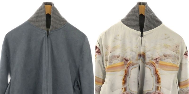 【中古】セモー リバーシブルジップアップブルゾン ジャケット 3 ブルーグレー オフホワイト マルチカラー /DO セモー semoh リバーシブルジップアップブルゾン ジャケット 3 ブルー