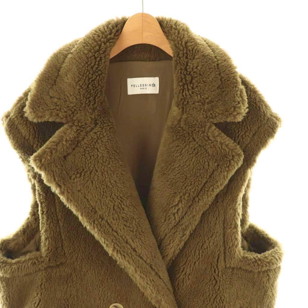 【中古】ペレッシモ PELLESSIMO ボアロングベスト ジレ アウター M カーキ /CX ■OS レディース ペレッシモ PELLESSIMO ボアロングベスト ジレ アウター M カーキ /CX □OS