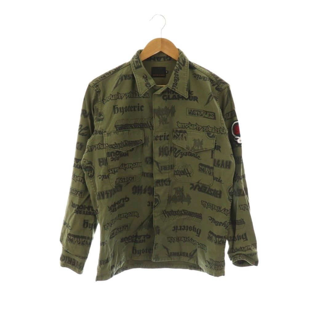 【中古】ヒステリックグラマー 02173AH14 L LOGOL/S ミリタリーシャツ ジャケット コットン M カーキ ヒステリックグラマー HYSTERIC GLAMOUR 02173AH14 L LOGOL/S