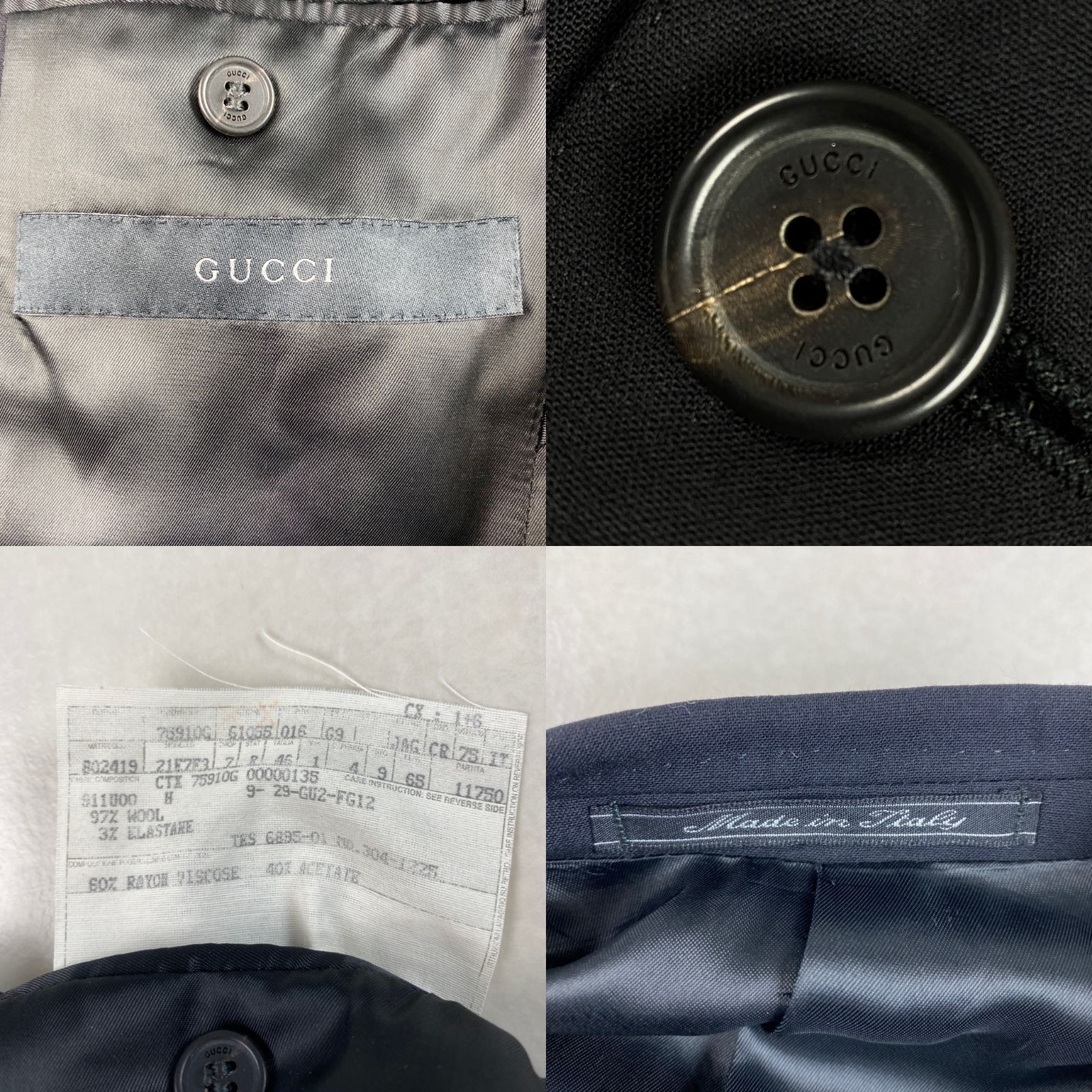 GUCCI スーツセットアップ トムフォード期 3B ブラック 46 M相当