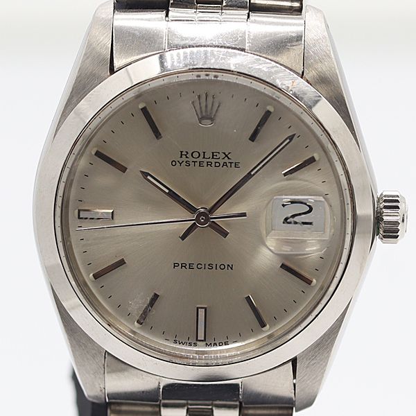稼働 ロレックス オイスターデイト プレシジョン 6694 3363494 手巻 シルバー文字盤 メンズ腕時計 0090420 11ERT ABC17380 SMZ