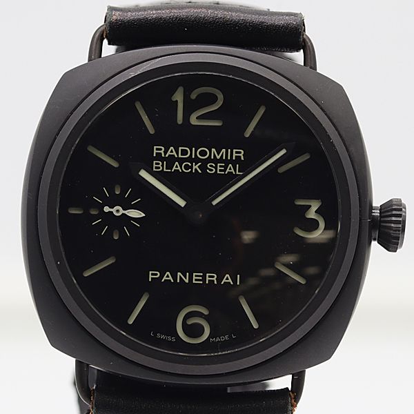 稼働 パネライ ラジオミール 手巻 ブラック文字盤 メンズ腕時計 0057720 11 YBT SMZ